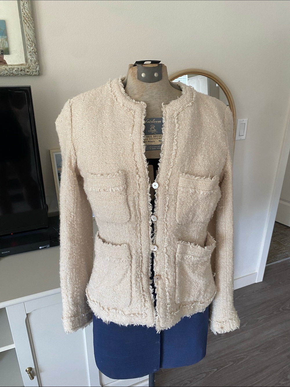 Vintage 2004 J.Crew Cream Tweed Bouclé Jacket